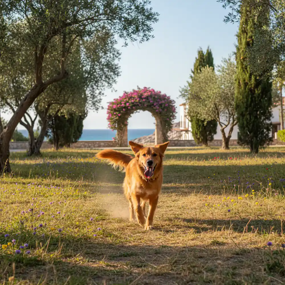 Perro corriendo feliz y lleno de energía en un parque